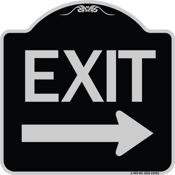 Exit with Right Arrow Heavy-Gauge Aluminum Architectural Sign, 18" H, 18" L, BS-1818-24552